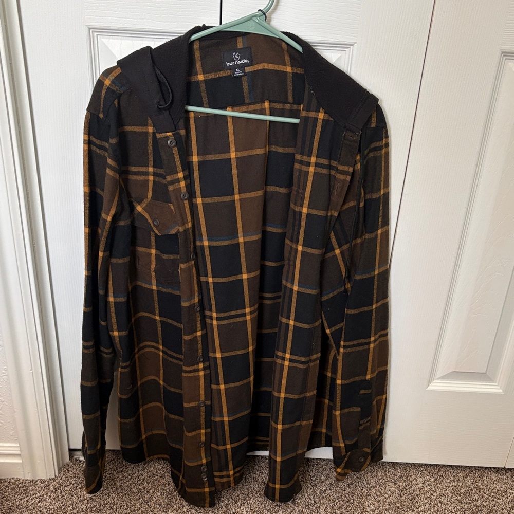 Burnside Black and Brown Plaid Shirt Jacket